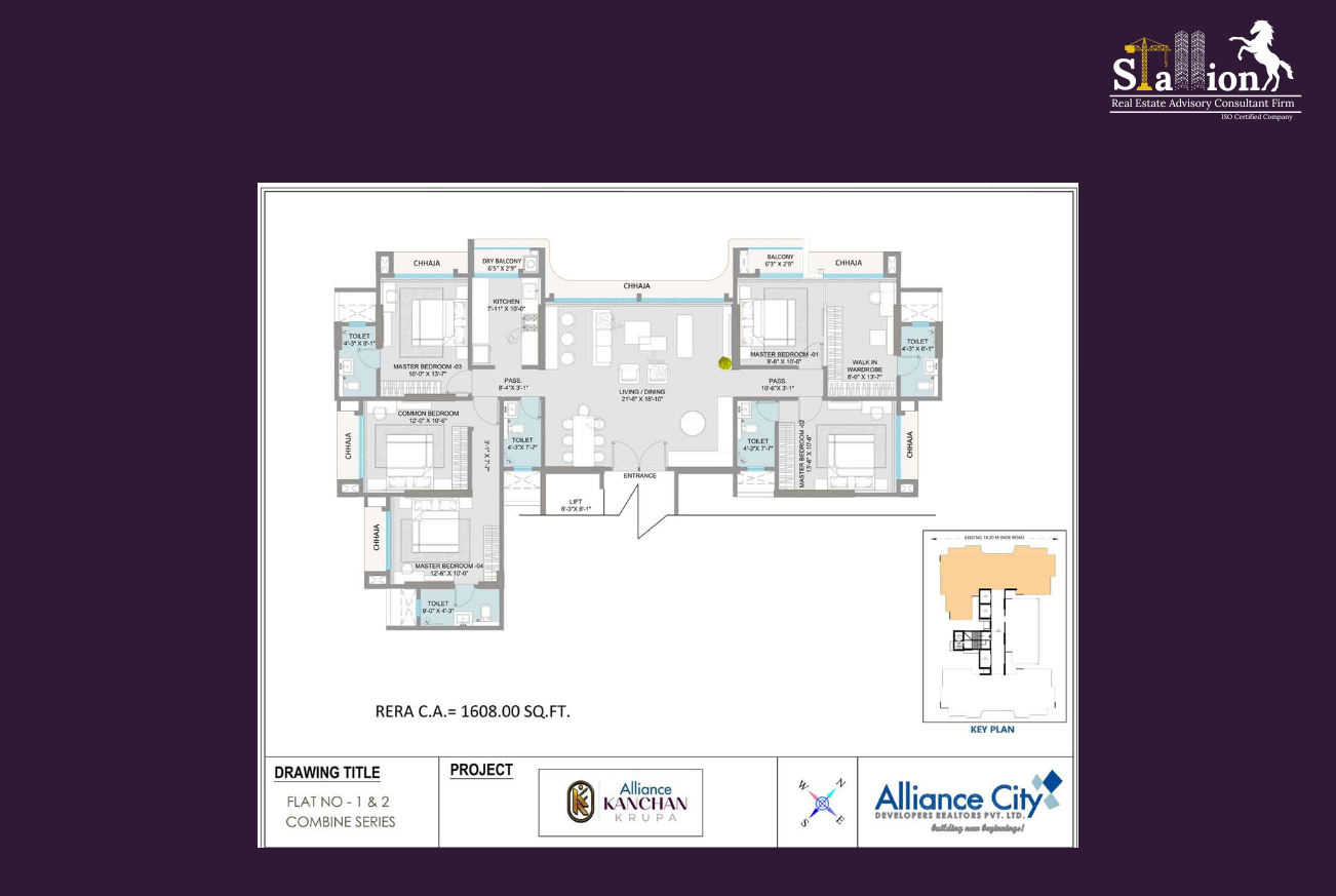 5 BHK Floor Plan 1608 SQ.FT